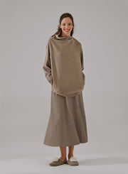 Button Front Slit Skirt