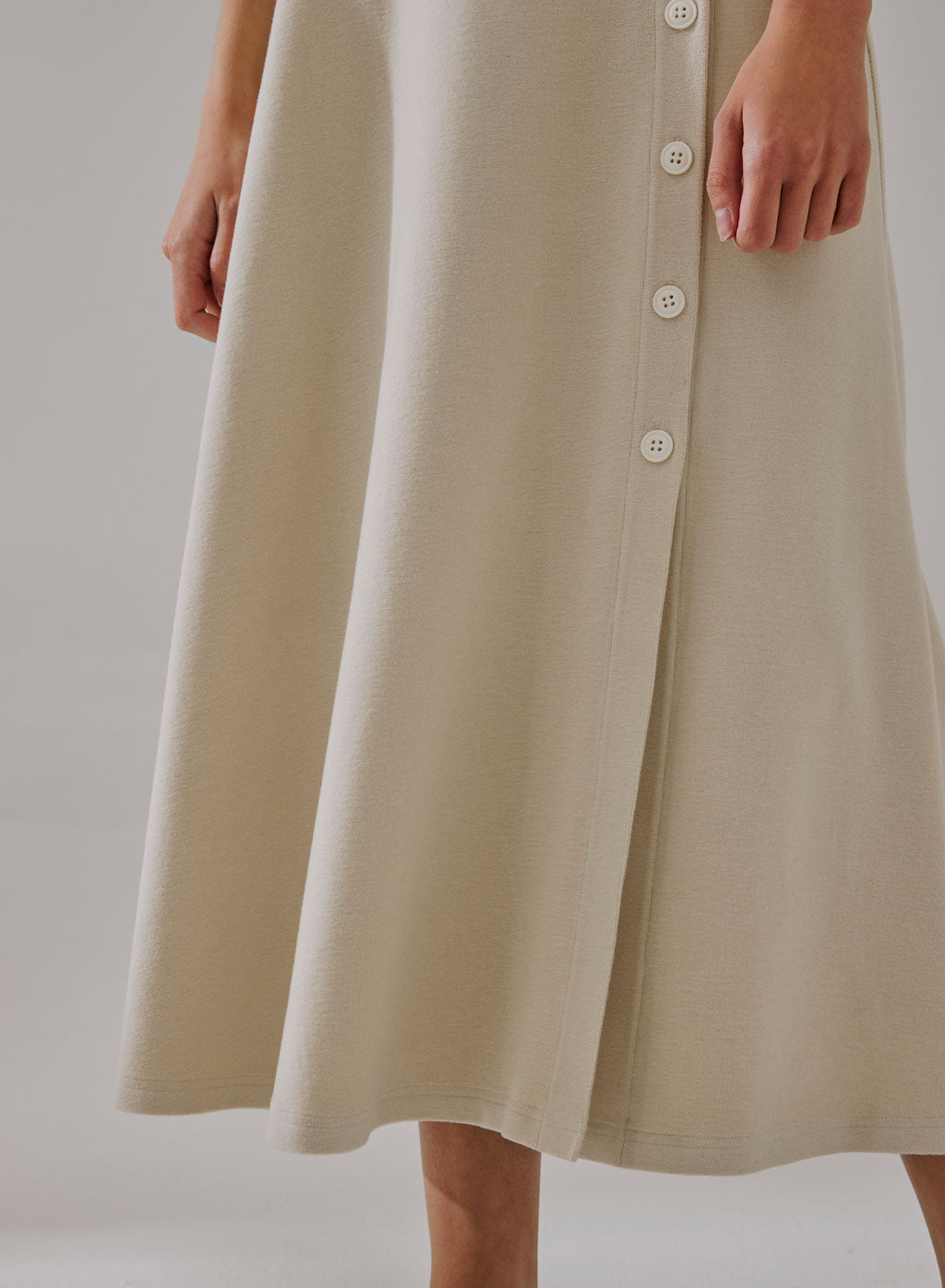 Button Front Slit Skirt