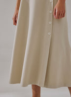 Button Front Slit Skirt