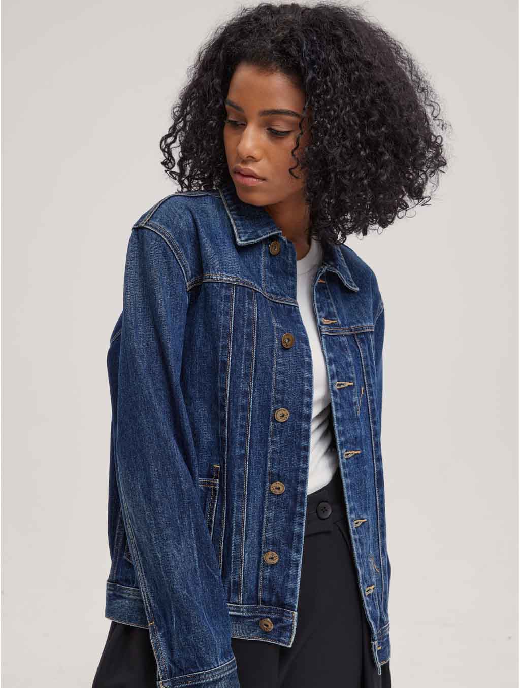 buttoned front denim jacket-positive