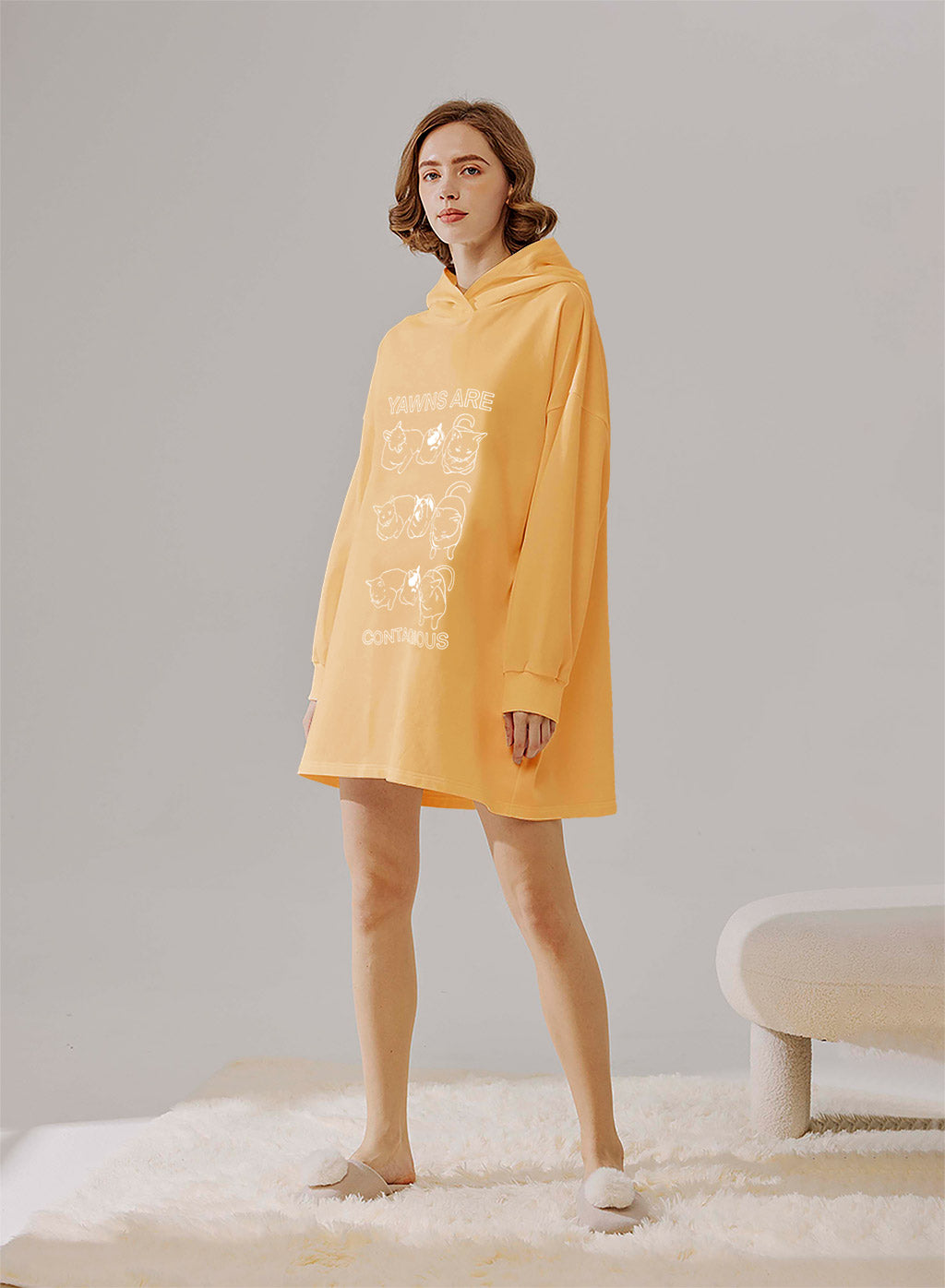 Cats Yawn Print Hoodie