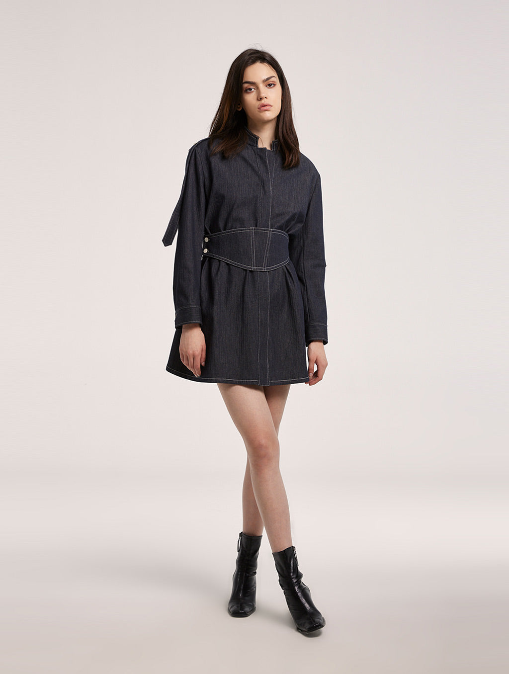 Cinched Waist Shirt Dress