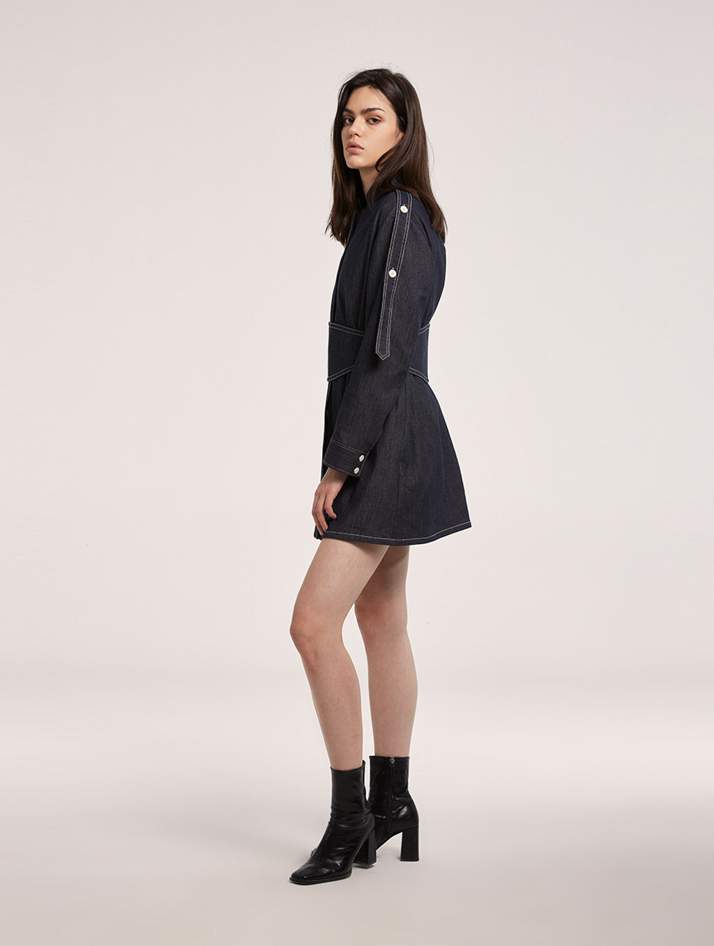 Cinched Waist Shirt Dress