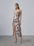 Classic High Slit Silk Slip Dress