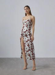 Classic High Slit Silk Slip Dress