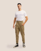 Cotton-Blend Tapered Leg Trousers