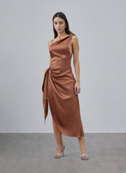 Diagonal Shoulder Silk Dress – Nap Loungewear Dresses