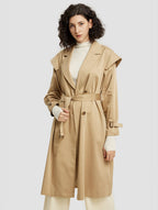 Double-breasted Wide Shoulder Trench Coat