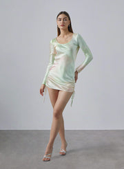 Drawstring Backless Silk Bodycon Dress – Nap Loungewear Dresses