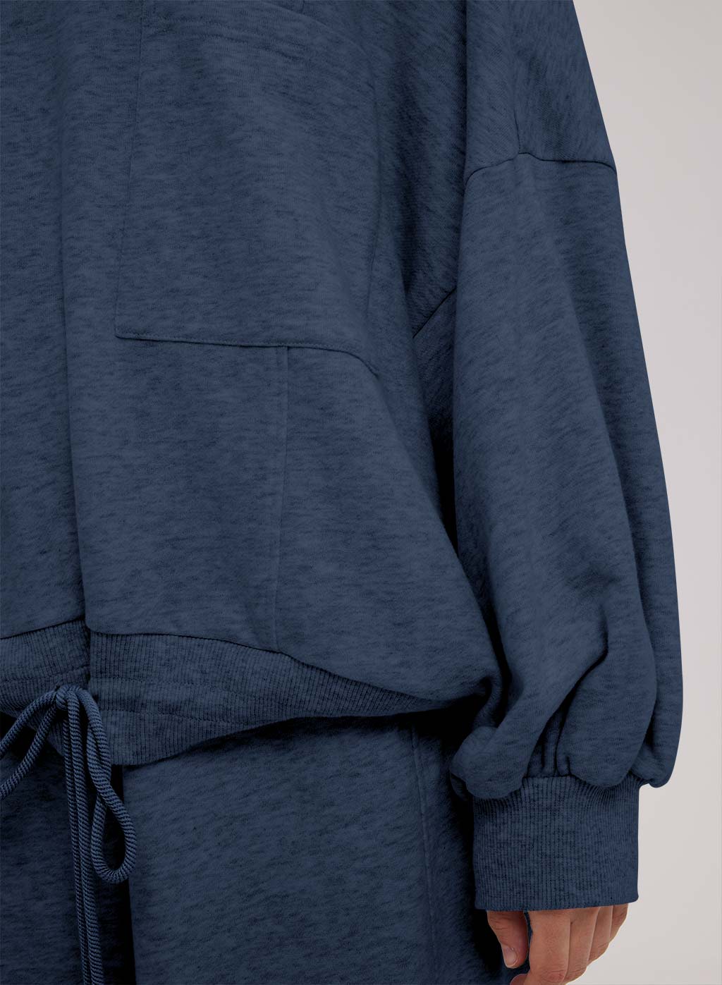 Drawstring Hem Cotton Sweatshirt Black