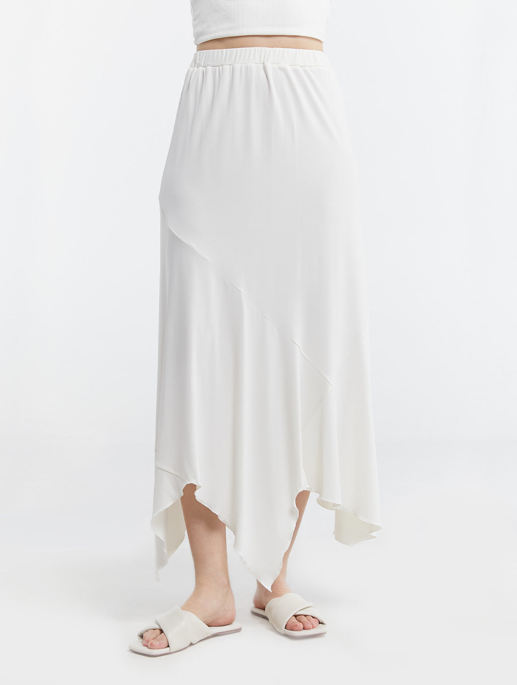 Elastic Waist Irregular Hem Skirt