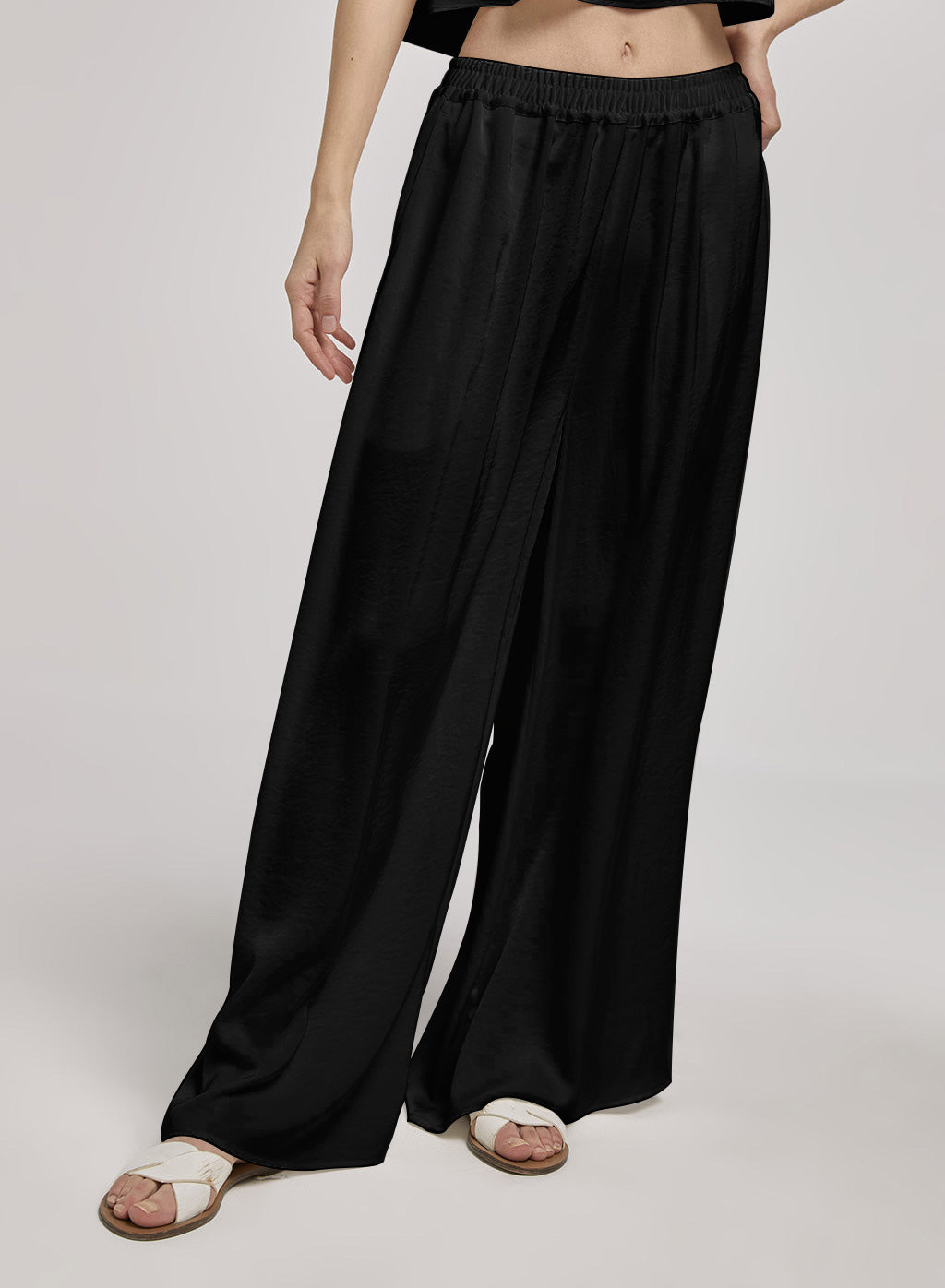 Elastic Waist Wide Leg Pants