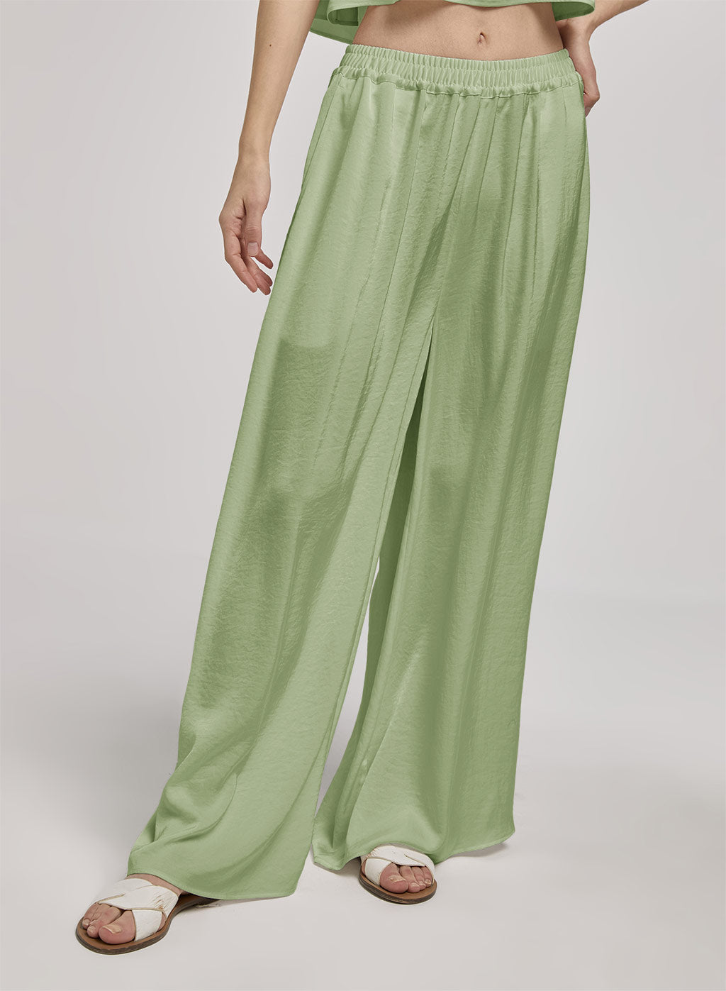 Elastic Waist Wide Leg Pants