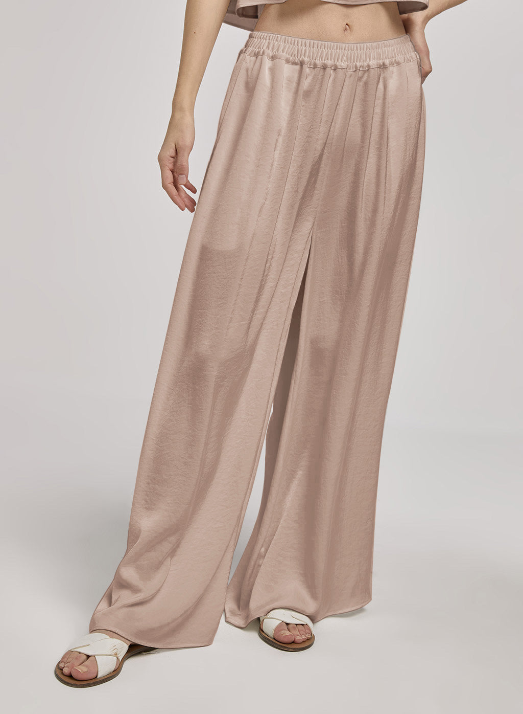 Elastic Waist Wide Leg Pants