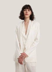 Decorative-Button Linen Layered Blazer – Nap Loungewear Outerwear