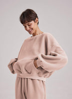 Fuzzy Puff-Sleeve Sweatshirt