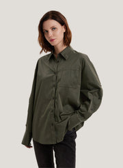 Long-Sleeve Cotton-Blend Shirt – Nap Loungewear Tops