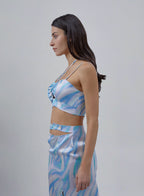 Halter Neck Cut-out Silk Top