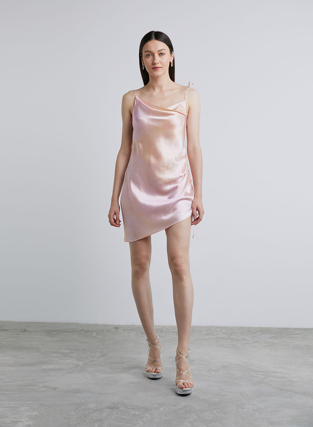 Halterneck Drawstring Silk Mini Dress