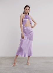 Halterneck Mermaid Silk Midi Dress – Nap Loungewear Dresses