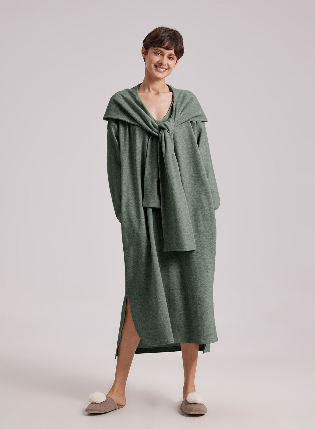 Hooded Scarf Sweatshirt Dress