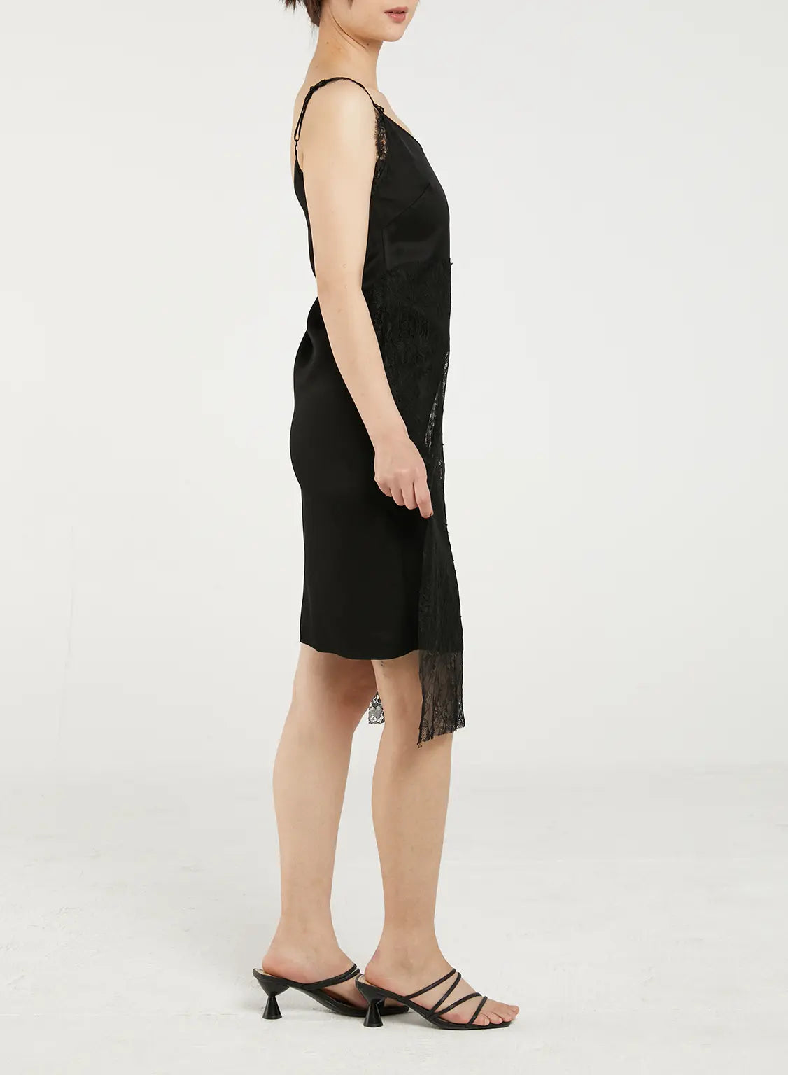 Lace Trim Slip Tencel Dress