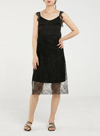 Lace Trim Slip Tencel Dress
