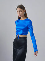 Midriff Twisted Knot Silk Top
