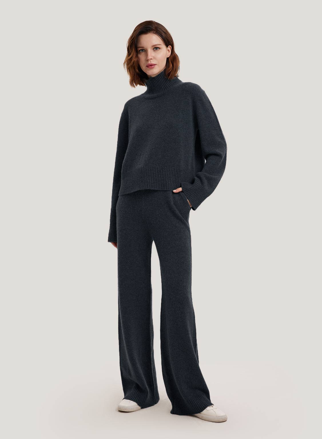 Wide-Leg Wool-Cashmere Knitted Pants