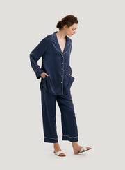 NAP Side Slits Silk Satin Pajama Top
