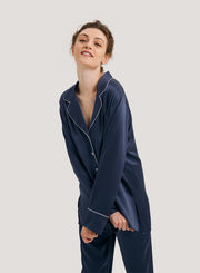 NAP Side Slits Silk Satin Pajama Top