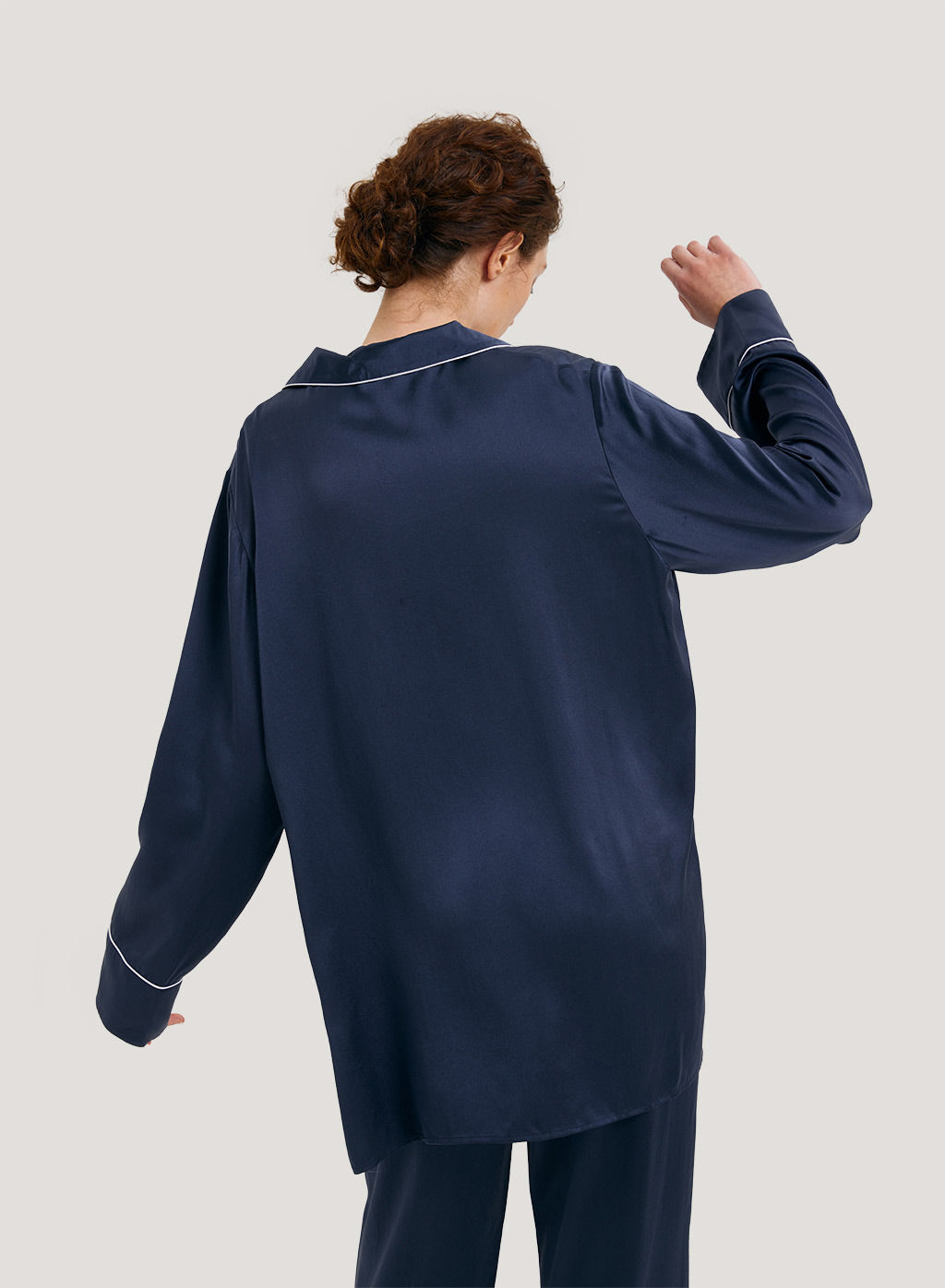 NAP Side Slits Silk Satin Pajama Top