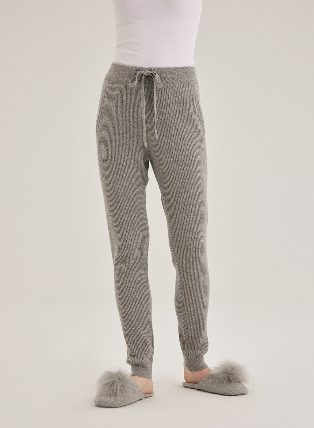 Cashmere Ribbed Drawstring Joggers