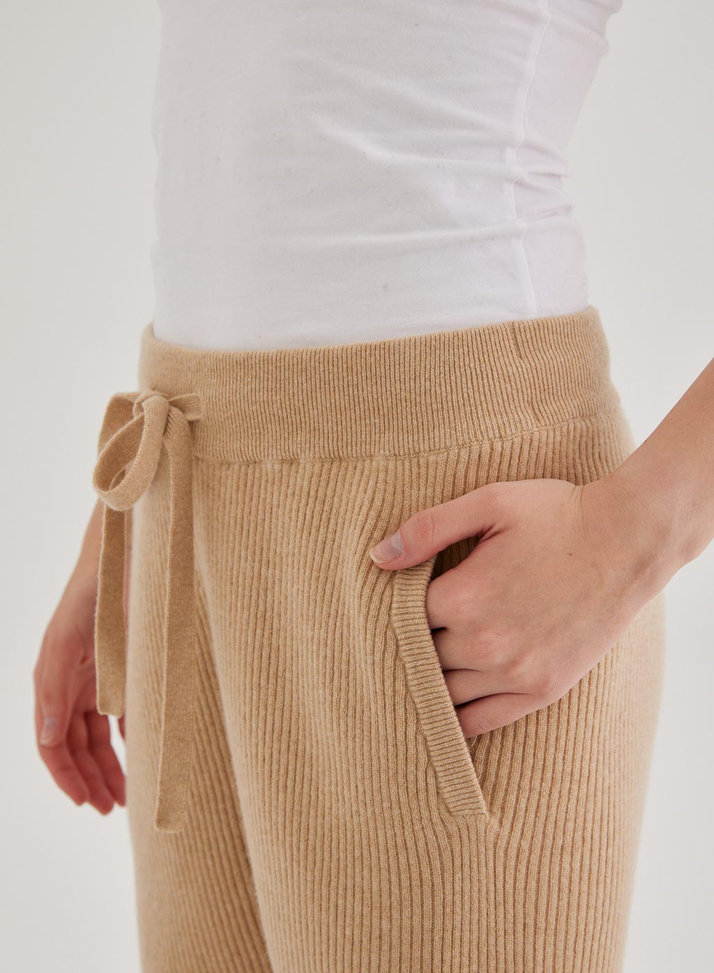 Cashmere Ribbed Drawstring Joggers