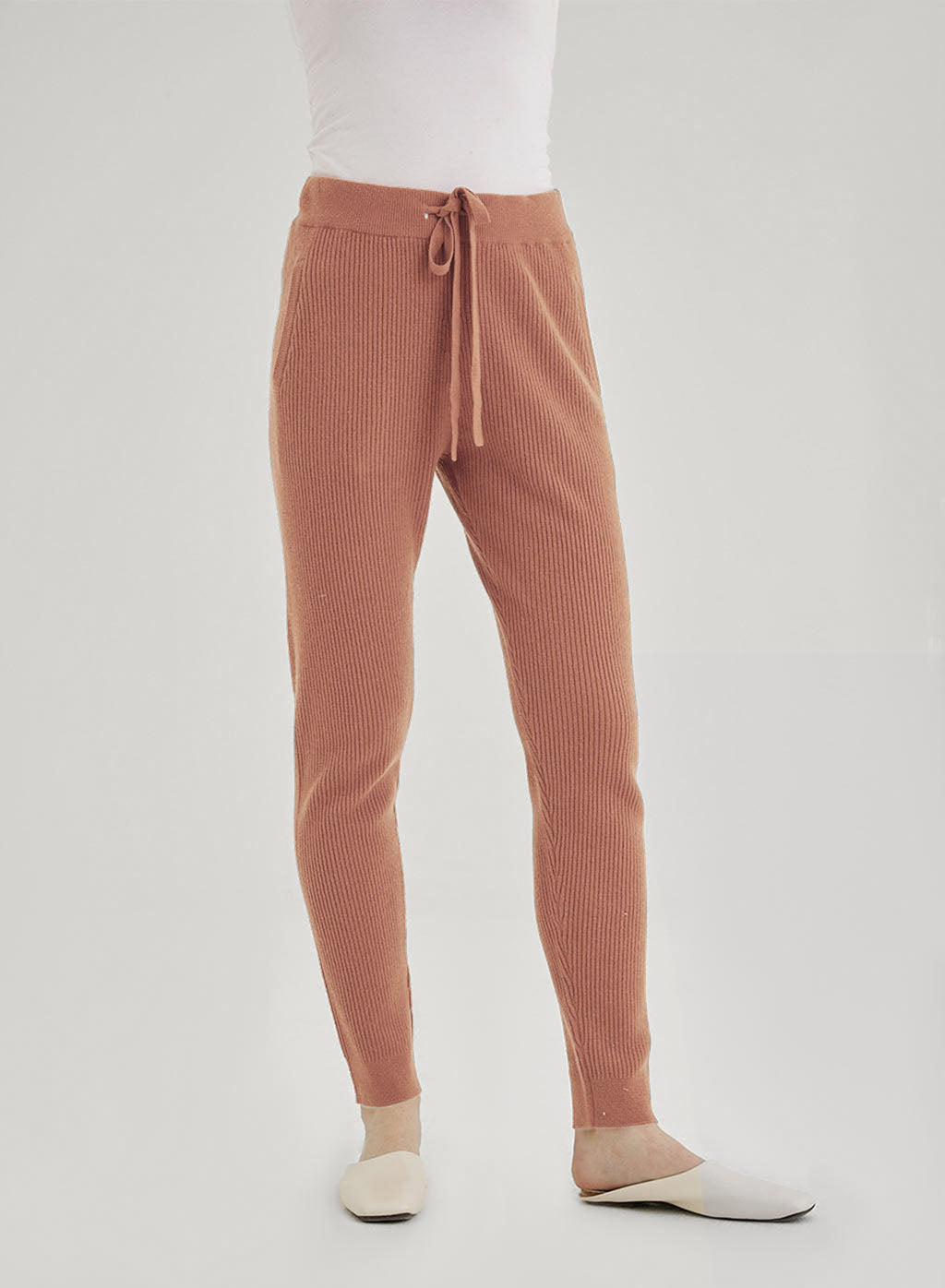 Cashmere Ribbed Drawstring Joggers