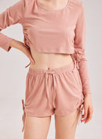 Ruched Side Drawstring Shorts