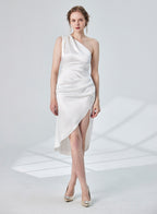 One Shoulder Sleeveless Satin Dress