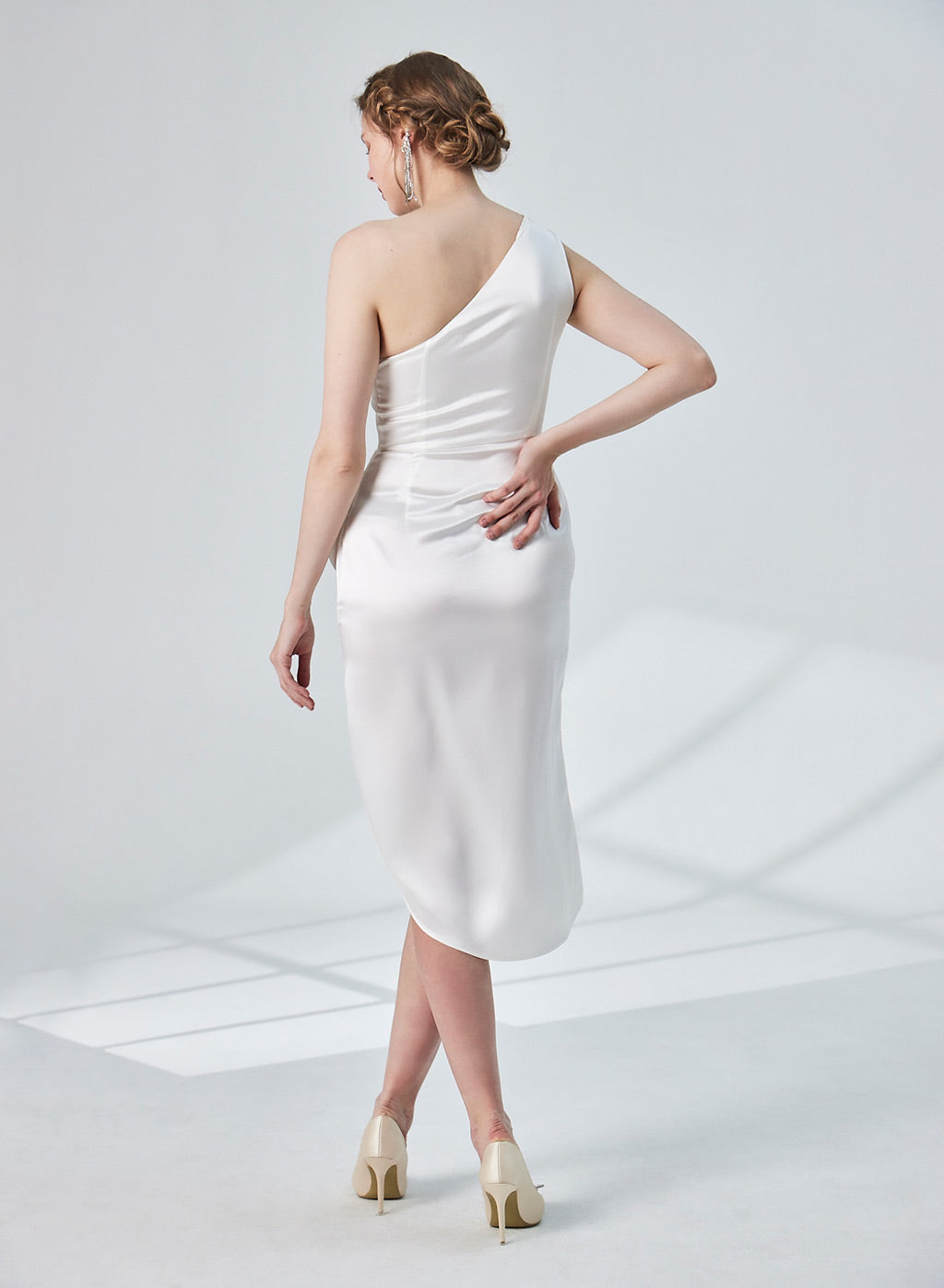 One Shoulder Sleeveless Satin Dress