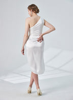 One Shoulder Sleeveless Satin Dress