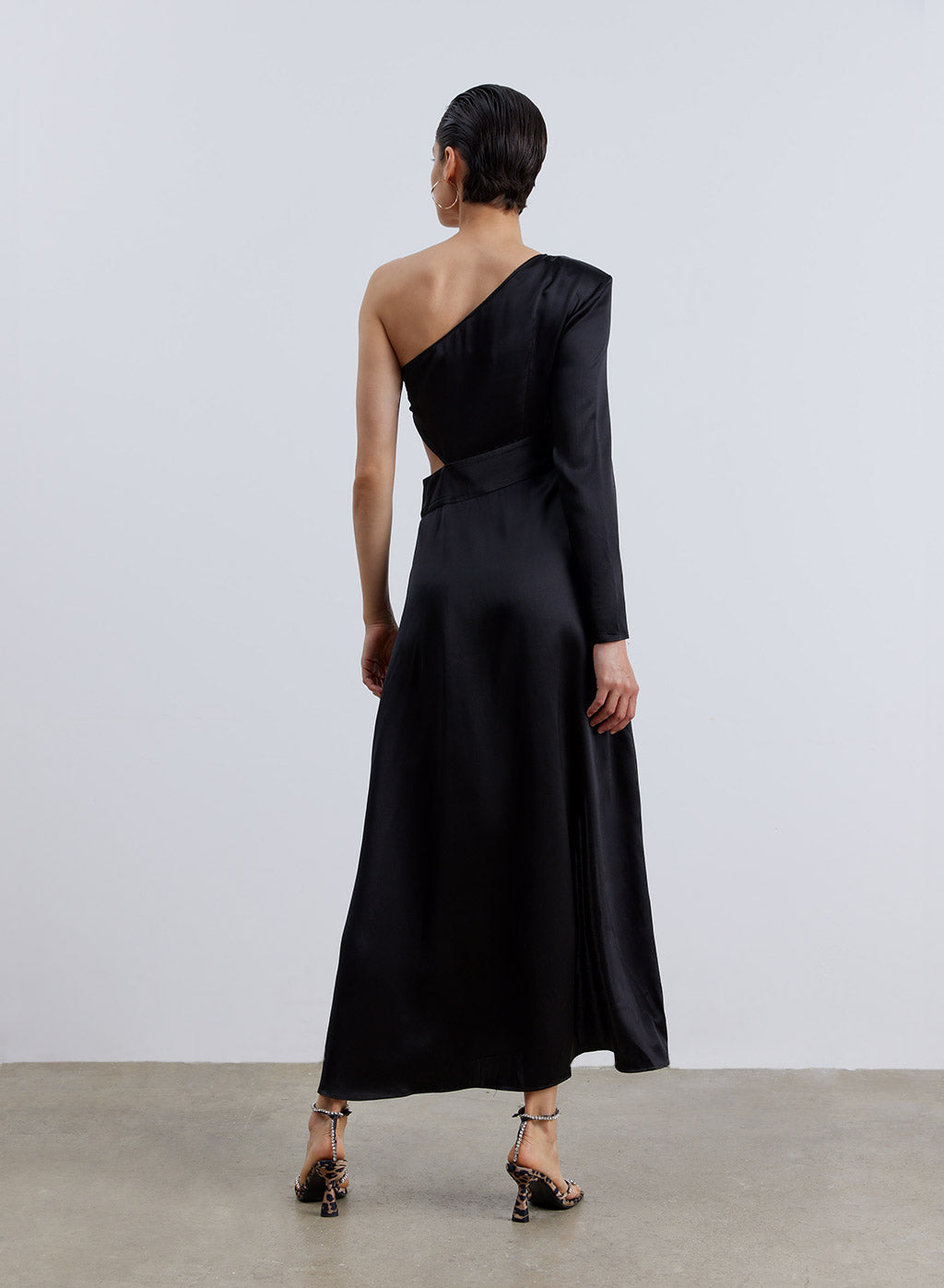 Padded One-shoulder Silk Dress