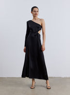Padded One-shoulder Silk Dress