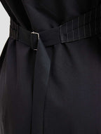 patchwork belted dress - detail -black