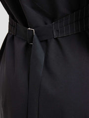 patchwork belted dress - detail -black