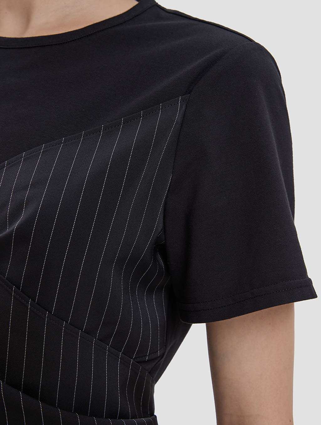 patchwork belted dress - detail -black1