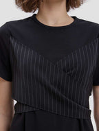 patchwork belted dress - detail -black2