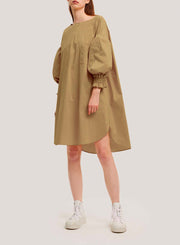 Puff-Sleeve Cotton Dress