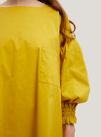 Puff-Sleeve Cotton Dress