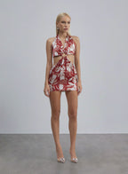 Purple Euphoria Halterneck Mini Silk Dress