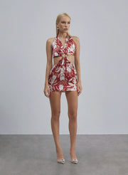 Purple Euphoria Halterneck Mini Silk Dress