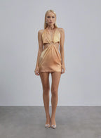 Purple Euphoria Halterneck Mini Silk Dress